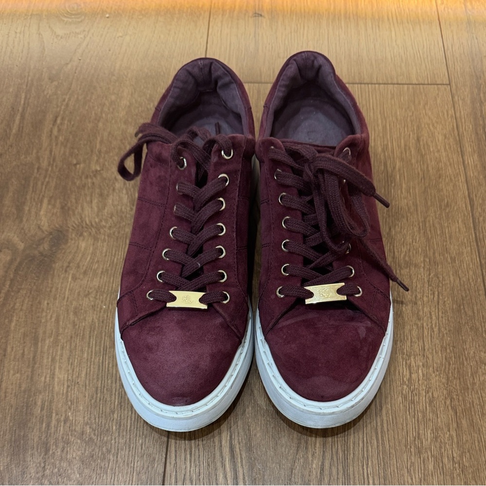 Ralph Lauren Burgundy Suede Sneakers 8.5 size